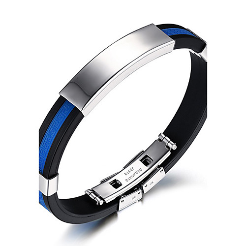 

Men's ID Bracelet Rock Fashion Hip-Hop Silicone Bracelet Jewelry White / Red / Blue For Birthday Gift Sports / Titanium Steel
