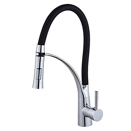 

Kitchen faucet - Single Handle One Hole Chrome Pull-out / ­Pull-down Vessel Contemporary / Art Deco / Retro / Modern Kitchen Taps / Brass