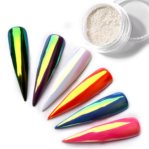 

top neon sparkle unicorn mirror nail powder 0 2g ultra thin aurora mermaid chrome pi g ment manicure nail diy jewelry