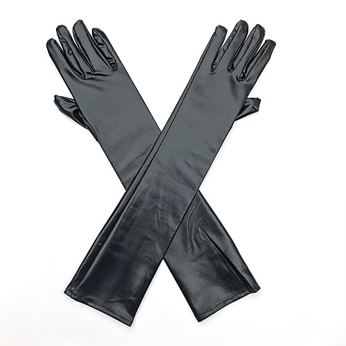 

Faux Leather Opera Length Glove Bridal Gloves / Party / Evening Gloves With Rhinestone