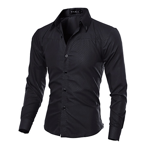 

Men's Shirt Solid Colored Long Sleeve Daily Tops Casual White Black Wine