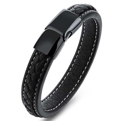 

Men's Leather Bracelet Vintage Punk Rock Fashion Hip-Hop Genuine Leather Bracelet Jewelry Black For Birthday Dailywear Sports Outdoor Athletic Sport Gift / Stainless Steel