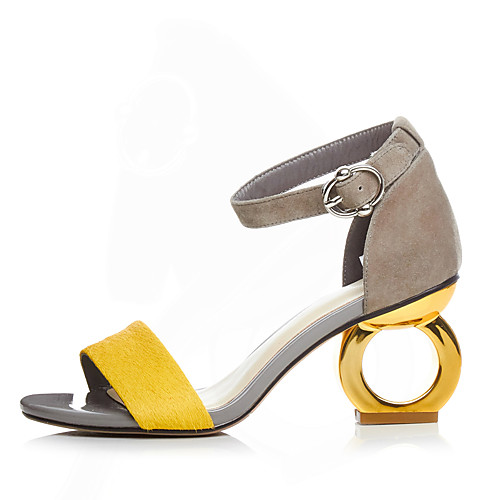 

Women's Sandals Spring / Summer Sculptural Heel Open Toe Buckle Suede Screen Color / Black / Yellow / EU39