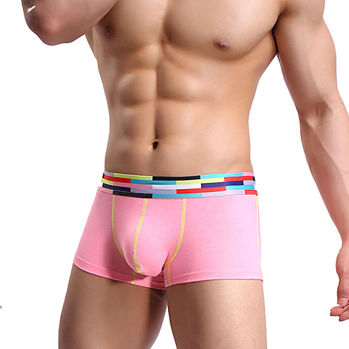 

Men's Print Super Sexy Boxer Briefs Color Block 1 Piece Black White Blushing Pink M L XL