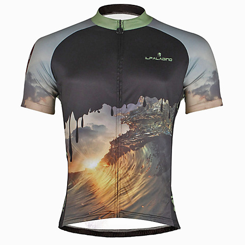 

ILPALADINO Men's Short Sleeve Cycling Jersey Skull Bike Jersey Top Mountain Bike MTB Road Bike Cycling Quick Dry Ultraviolet Resistant Reflective Strips Sports Polyester Coolmax Eco-friendly