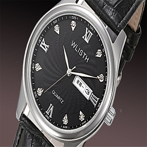 

Men's Fashion Watch Quartz Leather Black / Brown Analog Casual - White Black