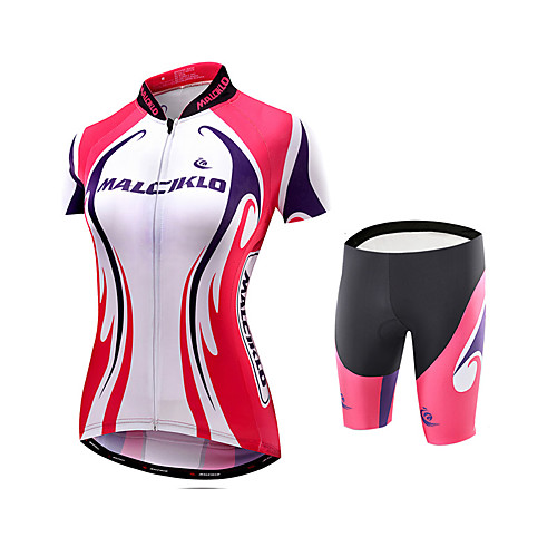 

Malciklo Women's Cycling Jersey with Shorts Plus Size Bike Jersey Tights Padded Shorts / Chamois Sports Bamboo-carbon Fiber Coolmax Elastane Patchwork Mountain Bike MTB Road Bike Cycling Clothing
