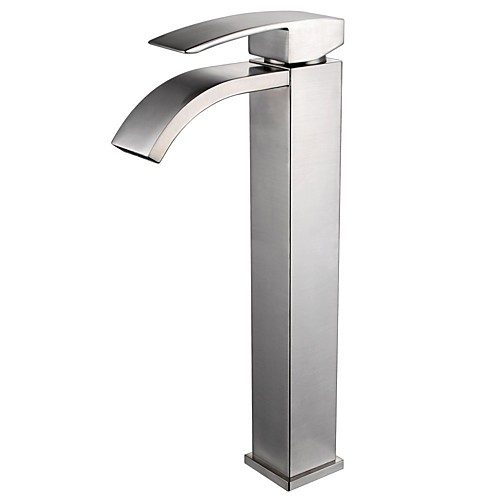 

Bathroom Sink Faucet - Waterfall Nickel Brushed Centerset Single Handle One HoleBath Taps