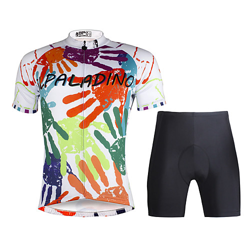 

ILPALADINO Men's Short Sleeve Cycling Jersey with Shorts Black Bike Clothing Suit 3D Pad Quick Dry Ultraviolet Resistant Reflective Strips Back Pocket Sports Lycra Graffiti Mountain Bike MTB Road