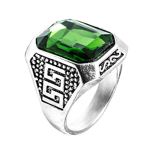 

Ring Synthetic Emerald Solitaire Green Stainless Steel Zircon Emerald Class Unique Design Fashion Euramerican 7 8 9 10 11 / Men's