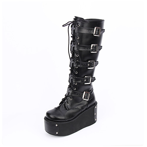 

Men's Lolita Shoes Boots Classic Lolita Handmade Vintage Inspired Platform Lolita 10 cm Black PU Leather PU(Polyurethane) Halloween Costumes