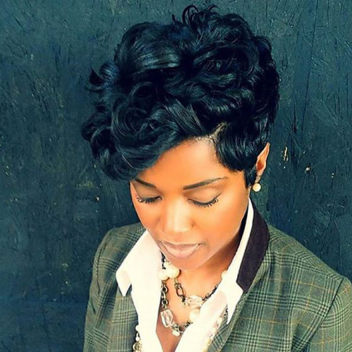 

Human Hair Blend Wig Curly Classic Short Hairstyles 2020 Berry Classic Curly Machine Made Strawberry Blonde / Light Blonde Jet Black #1 Daily