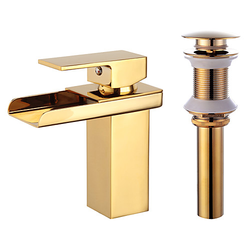 

Bathroom Sink Faucet - Waterfall Gold Centerset Single Handle One HoleBath Taps