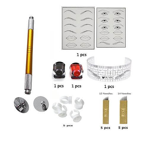 

Microblading Permanent Makeup Eyebrow Tattoo Needle Pen Ink Practice Skin Kit Basekey MPDA3