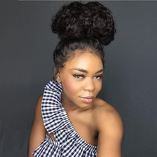 

Synthetic Wig Straight Yaki Straight Yaki with Baby Hair Wig Short Black#1B Synthetic Hair Women's Updo Natural Hairline African American Wig Black