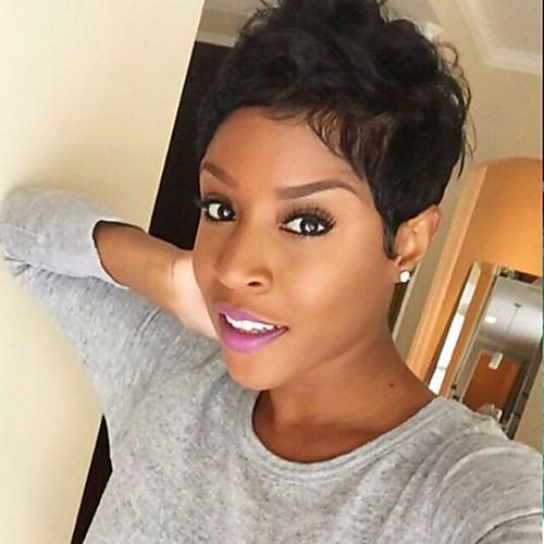 

Human Hair Capless Wigs Human Hair Natural Wave Pixie Cut / Short Hairstyles 2020 / With Bangs Halle Berry Hairstyles Cool and Refreshing / African American Wig Short Machine Made Wig Women's