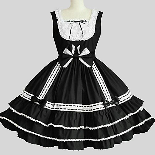 

Princess Gothic Lolita Vacation Dress Dress JSK / Jumper Skirt Prom Dress Women's Girls' Japanese Cosplay Costumes Black Solid Color Sleeveless Knee Length
