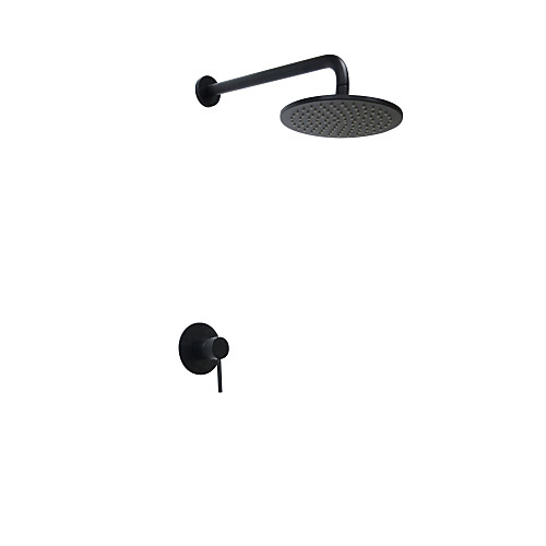 

Shower Faucet Set - Rainfall Round Oil-rubbed Bronze Wall Mounted Ceramic Valve Bath Shower Mixer Taps / Brass