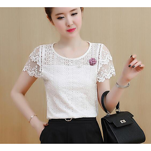 

Women's T shirt Solid Colored Short Sleeve Daily Tops Cotton White Yellow Green