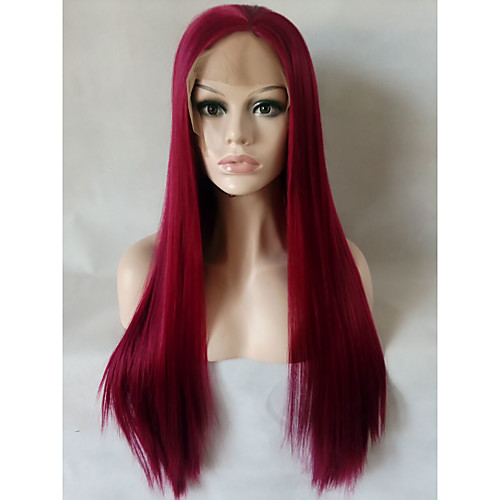 

Synthetic Lace Front Wig Straight Straight Lace Front Wig Medium Length Long Dark Wine Synthetic Hair Women's Brown