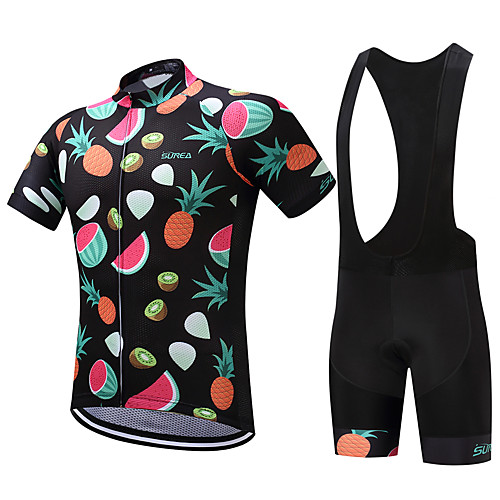 

SUREA Men's Short Sleeve Cycling Jersey with Bib Shorts Coolmax Lycra Fruit Bike Clothing Suit Breathable Quick Dry Sweat-wicking Sports Fruit Mountain Bike MTB Road Bike Cycling Clothing Apparel