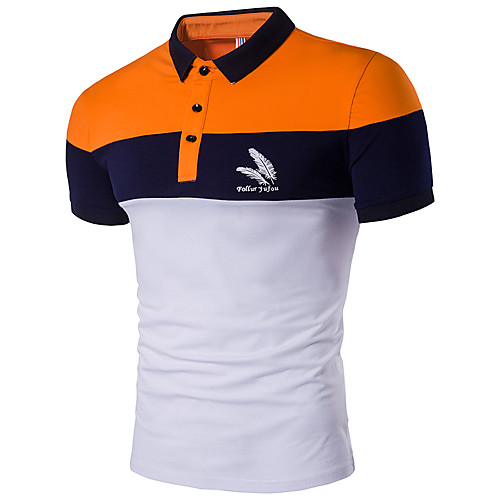 

Men's Polo Color Block Plus Size Mixed Color Short Sleeve Daily Tops Cotton Business Active Casual White Navy Blue Gray