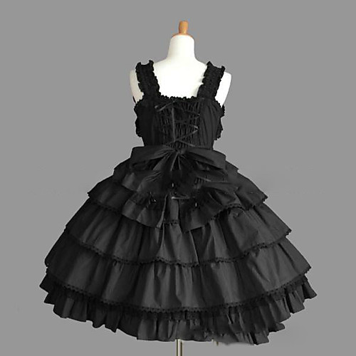 

Princess Gothic Lolita Punk Vacation Dress Dress JSK / Jumper Skirt Prom Dress Women's Girls' Cotton Japanese Cosplay Costumes Plus Size Customized Black Ball Gown Vintage Cap Sleeve Sleeveless Short