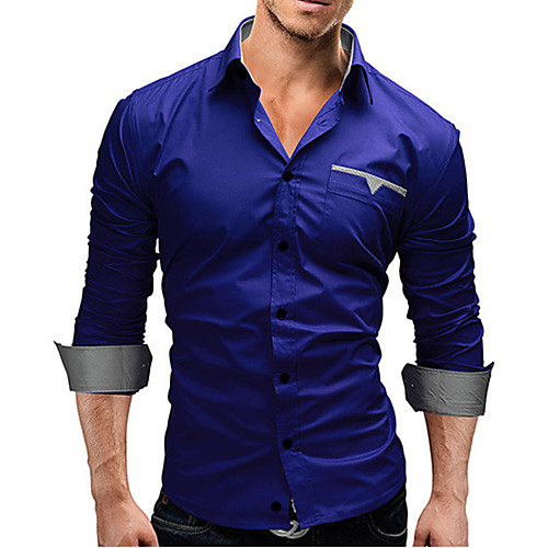 

Men's Shirt Solid Colored Long Sleeve Daily Tops Black Wine Royal Blue