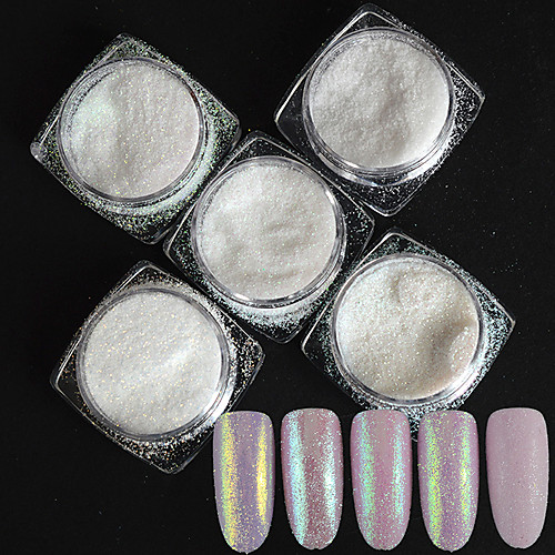 

2g 5 box nali art decorations sets shinning holographic sugar powder uv gel polish nail glitter dust candy colors