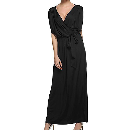 

Women's Loose Maxi long Dress White Black Blue Green Sleeveless Solid Colored Summer V Neck Casual Cotton M L XL XXL 3XL 4XL