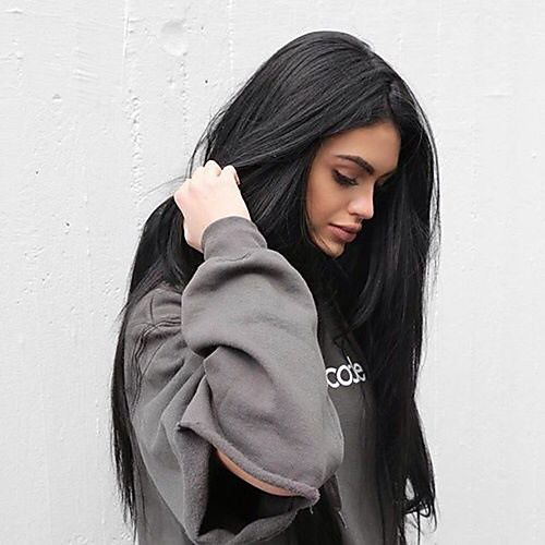 

Synthetic Lace Front Wig Straight Kardashian Straight Yaki Side Part Monofilament L Part Lace Front Wig Long Black#1B Synthetic Hair Women's Silky Heat Resistant Natural Hairline Black