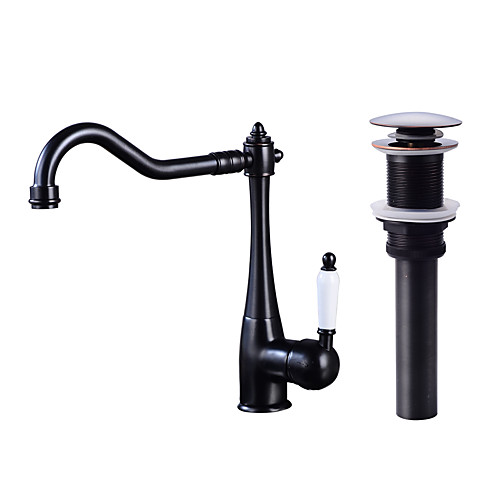 

Single Handle One Hole Oil-rubbed Bronze Standard Spout Centerset Contemporary Kitchen Taps