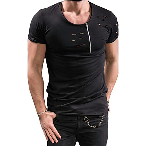 

Men's T shirt Solid Colored Short Sleeve Daily Tops Cotton Chinoiserie White Black Gray