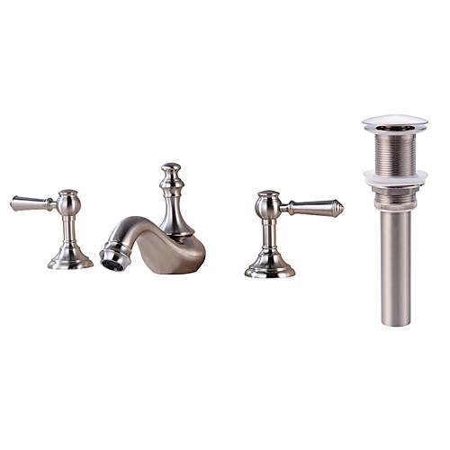 

Bathroom Sink Faucet - Widespread Nickel Brushed Widespread Two Handles Three HolesBath Taps