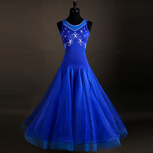 

Ballroom Dance Dress Crystals / Rhinestones Women's Sleeveless Organza Spandex