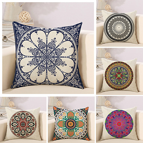 

6 pcs Cotton / Linen Pillow Cover Pillow Case, Bohemian Style Novelty Fashion Vintage Casual Retro