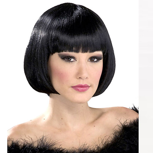

Synthetic Wig Straight Straight Bob With Bangs Wig Short Natural Black Synthetic Hair Women's Black