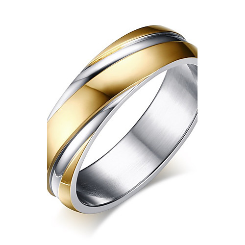 

Men's Band Ring Groove Rings Gold Stainless Steel Circle Fashion Wedding Masquerade Jewelry Two tone