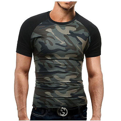 

Men's T shirt Graphic Camo / Camouflage Plus Size Print Short Sleeve Daily Tops Cotton Military Black Army Green