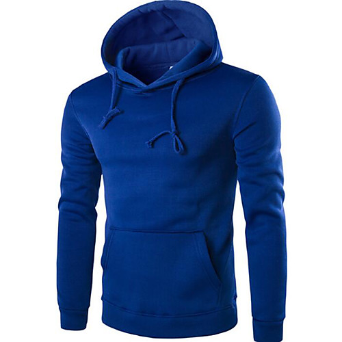 

Men's Hoodie Solid Colored Round Neck Daily Basic Hoodies Sweatshirts Long Sleeve Long Black Blue Red