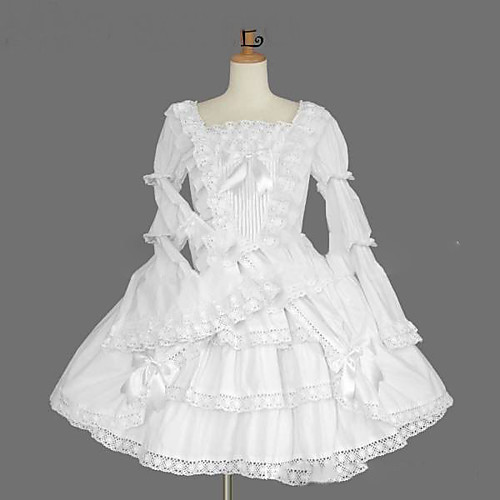 

Princess Gothic Lolita Vacation Dress Dress Women's Girls' Japanese Cosplay Costumes Plus Size Customized White Ball Gown Vintage Cap Sleeve Long Sleeve Knee Length