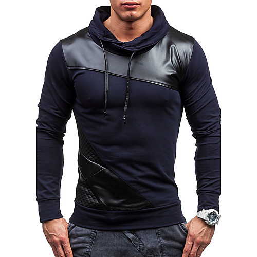 

Men's Sweatshirt Patchwork Stand Collar Daily Sports Weekend Active Hoodies Sweatshirts Long Sleeve Slim White Black Navy Blue / Spring / Fall / Winter