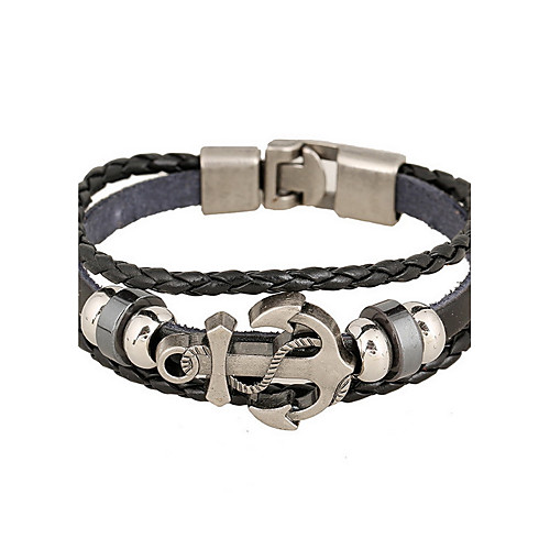 

Men's Leather Bracelet woven Natural Punk Fashion Leather Bracelet Jewelry White / Black / Brown For Special Occasion Gift Sports