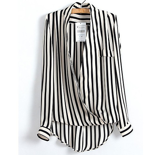

Women's Shirt Striped Long Sleeve Daily Tops Casual Streetwear Punk & Gothic Black