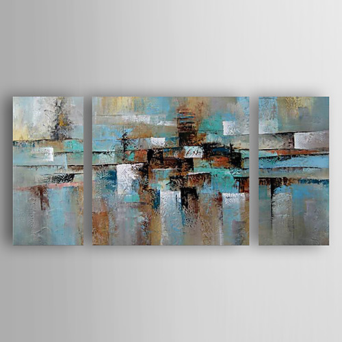 

Oil Painting Hand Painted Horizontal Abstract Abstract Modern Contemporary Stretched Canvas / Three Panels