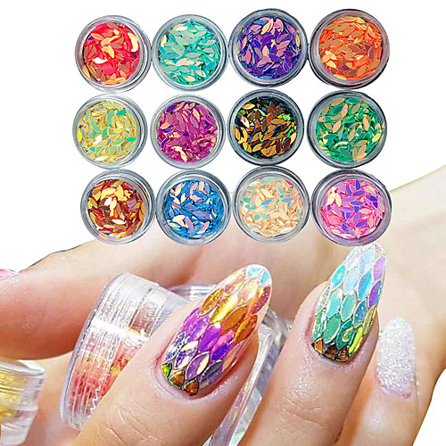 

12 box manicure horse eye drop shaped colorful sequins glue nail polish color nail decoration