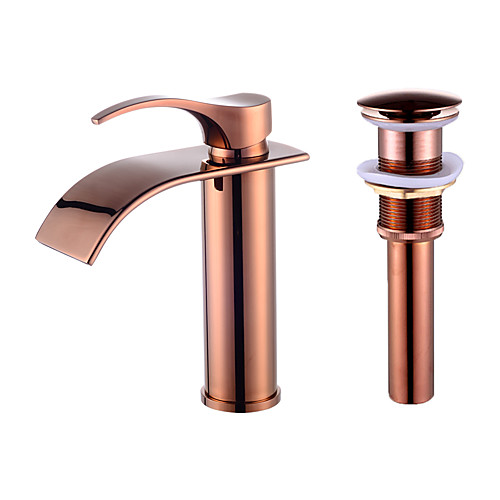 

Oil-rubbed Cooper with Drain Contemporary Centerset Single Handle One Hole Faucet Set