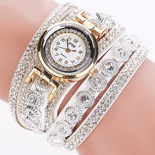 

Women's Ladies Luxury Watches Bracelet Watch Diamond Watch Quartz Wrap Leather Black / White / Silver Imitation Diamond Analog Sparkle Fashion Bling Bling - Pink Light Blue Khaki One Year Battery Life