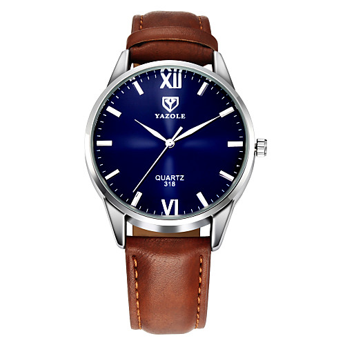 

YAZOLE Men's Wrist Watch Leather Black / Brown Casual Watch Analog Classic Casual Simple watch - Brown Black One Year Battery Life