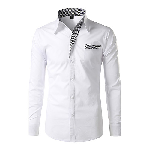 

Men's Shirt Plaid / Check Other Patchwork Long Sleeve Daily Tops Cotton Boho White Black Blue